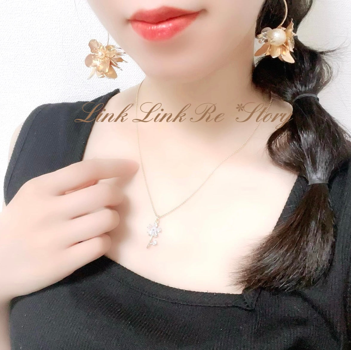 キュービックジルコニア フラワーお花 キラキラ ネックレス