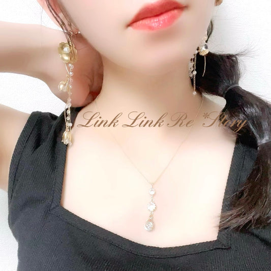 キュービックジルコニア ドロップ キラキラ クリアネックレス