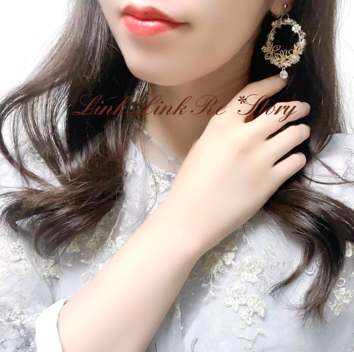 【在庫限り】フラワーフープ お花 キラキラ ピアス イヤリング