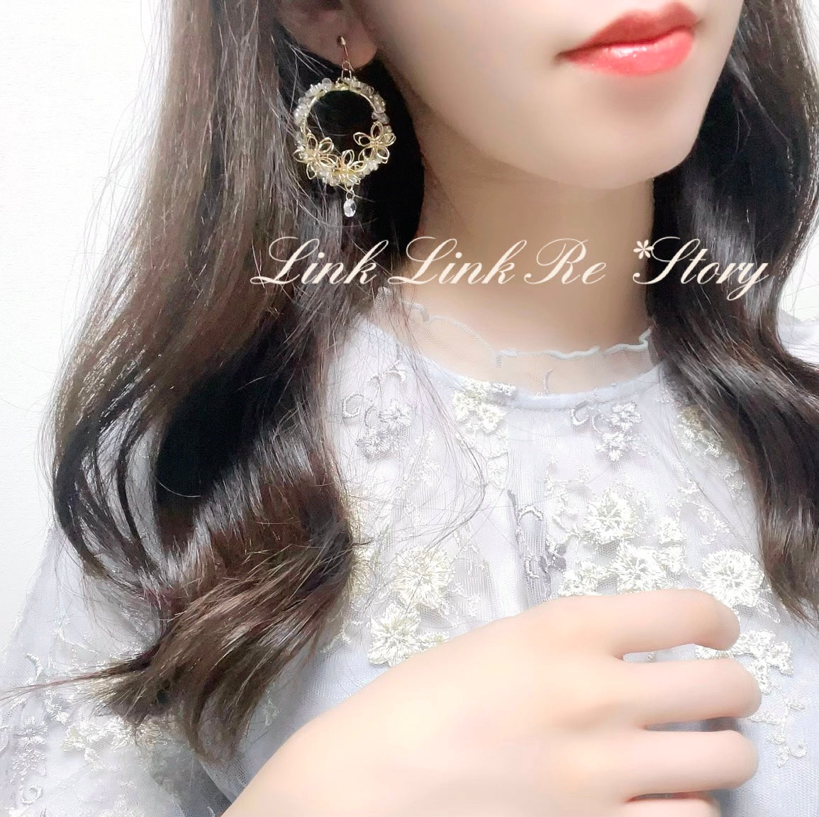 【在庫限り】フラワーフープ お花 キラキラ ピアス イヤリング